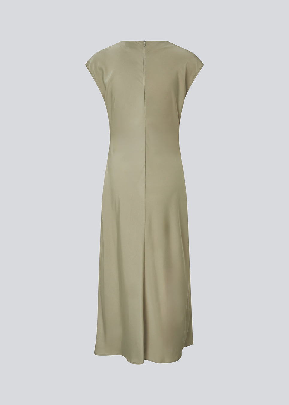 Sleeveless maxi dress light green with pleats on the side. TailorMD dress is made in satin and has a high neck, an invisible zipper in the back, and a slit in the side seam.&nbsp;