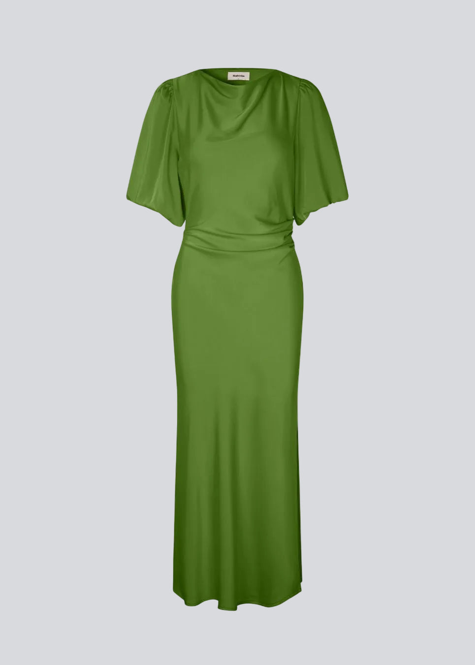 Short-sleeved dress with ruched detailing in soft satin. The TailorMD Dress features a high neckline, invisible back zip, and side slit - an elegant and flattering style, perfect for both evening wear and stylish everyday looks.