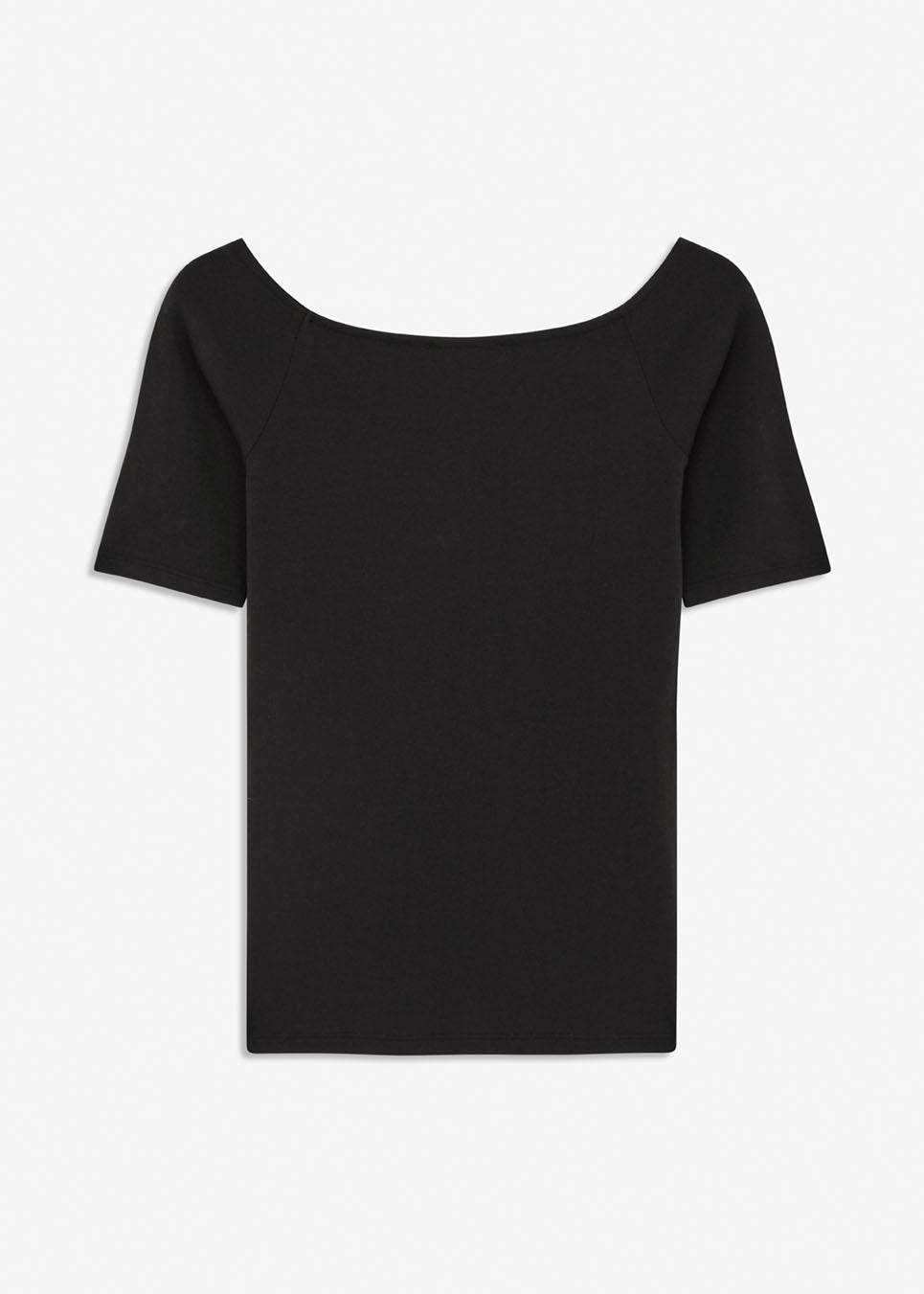 Tansy top in black has a simple look with a wide neckline at front and back and narrow sleeves. The top is slim fit without being tight. A basic must-have style in your waredrobe.
