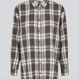Classic oversize shirt in flannel in brown. TappoMD shirt has a chest pocket, button closure in front and a manchet with button closure.&nbsp;
