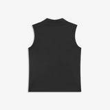 Nice top without sleeves and with a high neck. Theo top is in a nice cotton/modal quality and a basic must-have style in your wardrobe. The model is 177 cm and wears a size S/36.