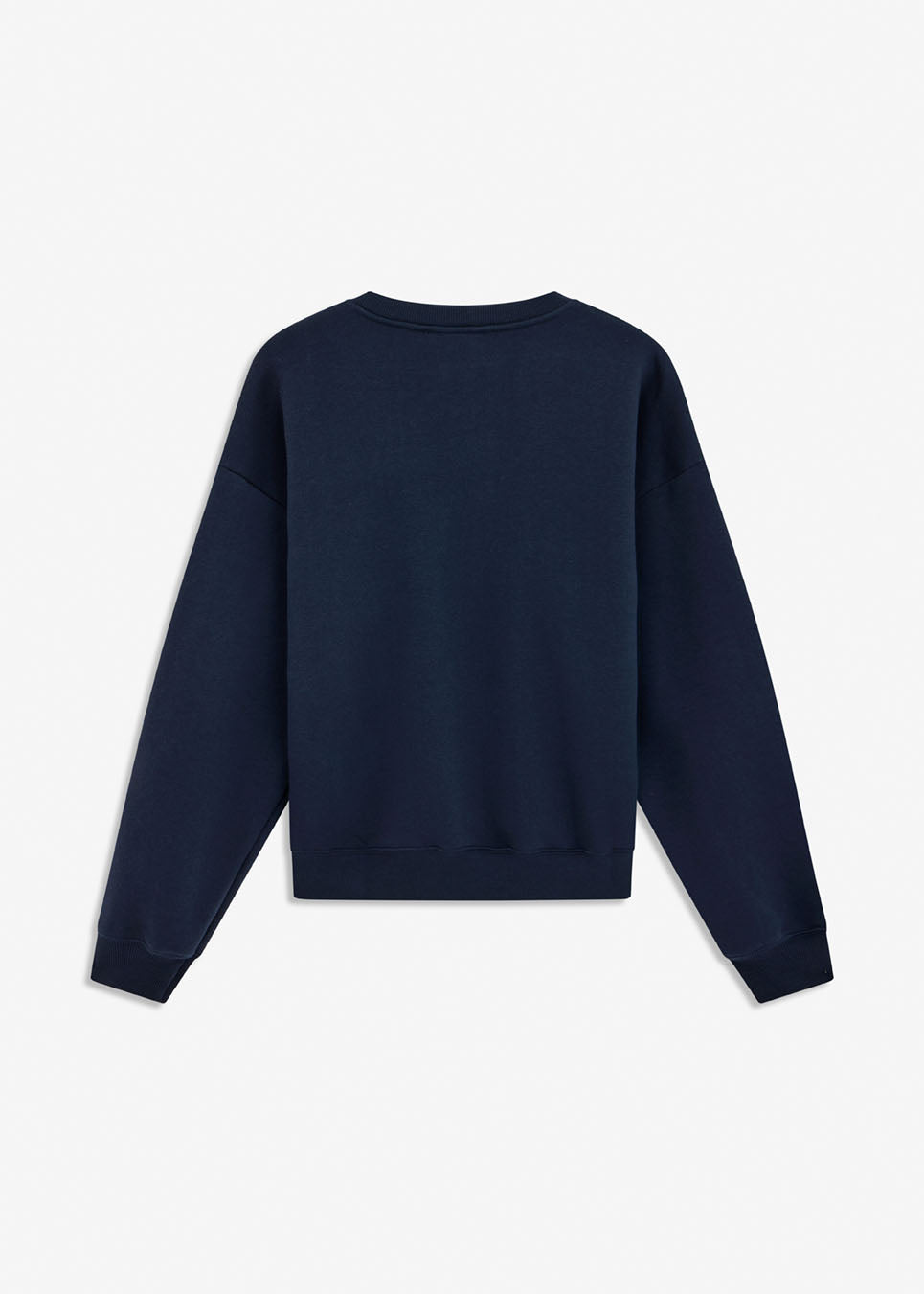 Sweatshirt in navy blue with logo made in a cotton mixture. TiaMD sweat has a round neckline and ribbing at the sleeves and bottom. The model is 175 cm and wears a size S/36.