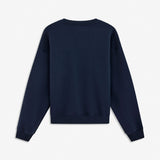 Sweatshirt in navy blue with logo made in a cotton mixture. TiaMD sweat has a round neckline and ribbing at the sleeves and bottom. The model is 175 cm and wears a size S/36.