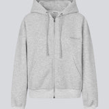 Sweatshirt in grey with a zipper and logo in a cotton mixture. TiaMD Zip has pockets, ribbing at the sleeves and bottom and a hood with strings.