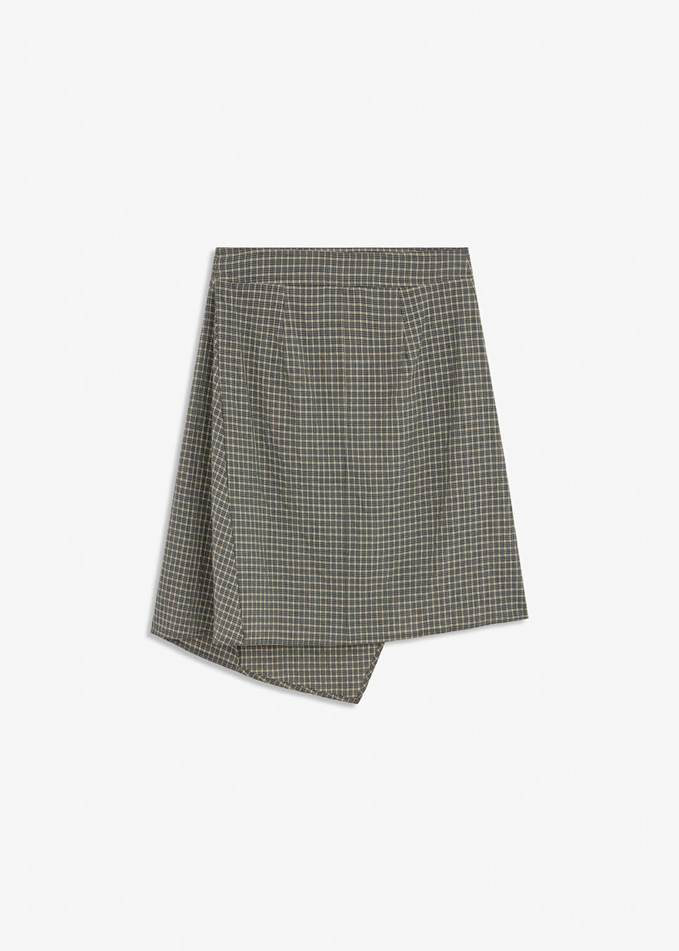 Tikkamd Skirt is a midi skirt with an asymmetric silhouette and classic checked pattern. The design features a wrap-effect front, tie detail at the waist and a small slit. Style it with the Tikkamd Top or Tikkamd Shirt for a complete checked look.
