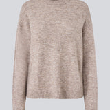 Loose knit in beige melange in plain jersey knit. TreeMD o-neck has a round neckline and long loose sleeves.
