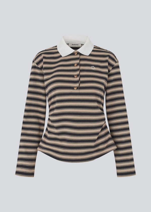 Trinnymd polo - Beige black stripe