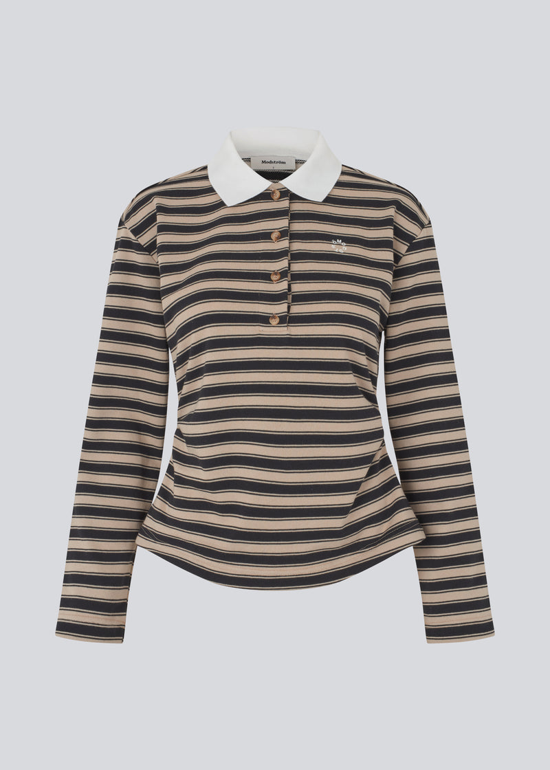 Trinnymd polo - Beige black stripe