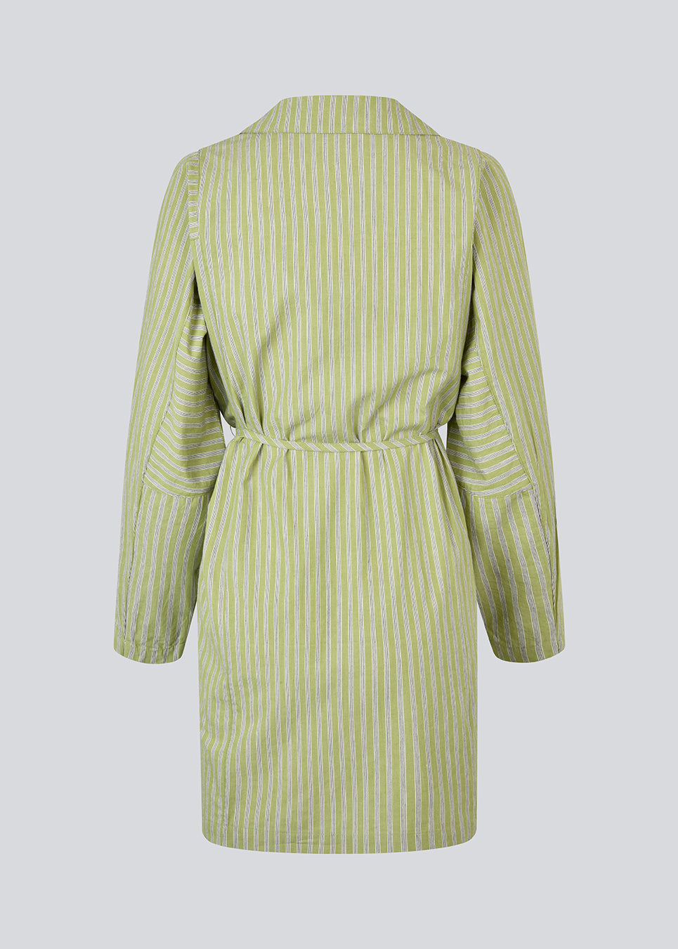 Striped shirt dress in green with a tie belt at the waist. The UkekoMD Dress features classic details such as button closure, collar, and long sleeves, giving it a timeless and elegant look. The dress can be styled with bare legs or layered over jeans for a modern everyday outfit. The model is 175 cm and wears a size S/36.


Material:
73% Cotton
27% Polyester