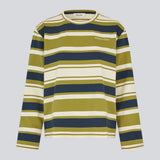 Striped long-sleeved T-shirt in navy blue and green. The UlvaMD Stripe LS T-shirt features a round neckline, a relaxed fit, and a discreet chest logo. A fresh and casual style with a timeless expression.

Material:
52% Cotton
48% Polyester