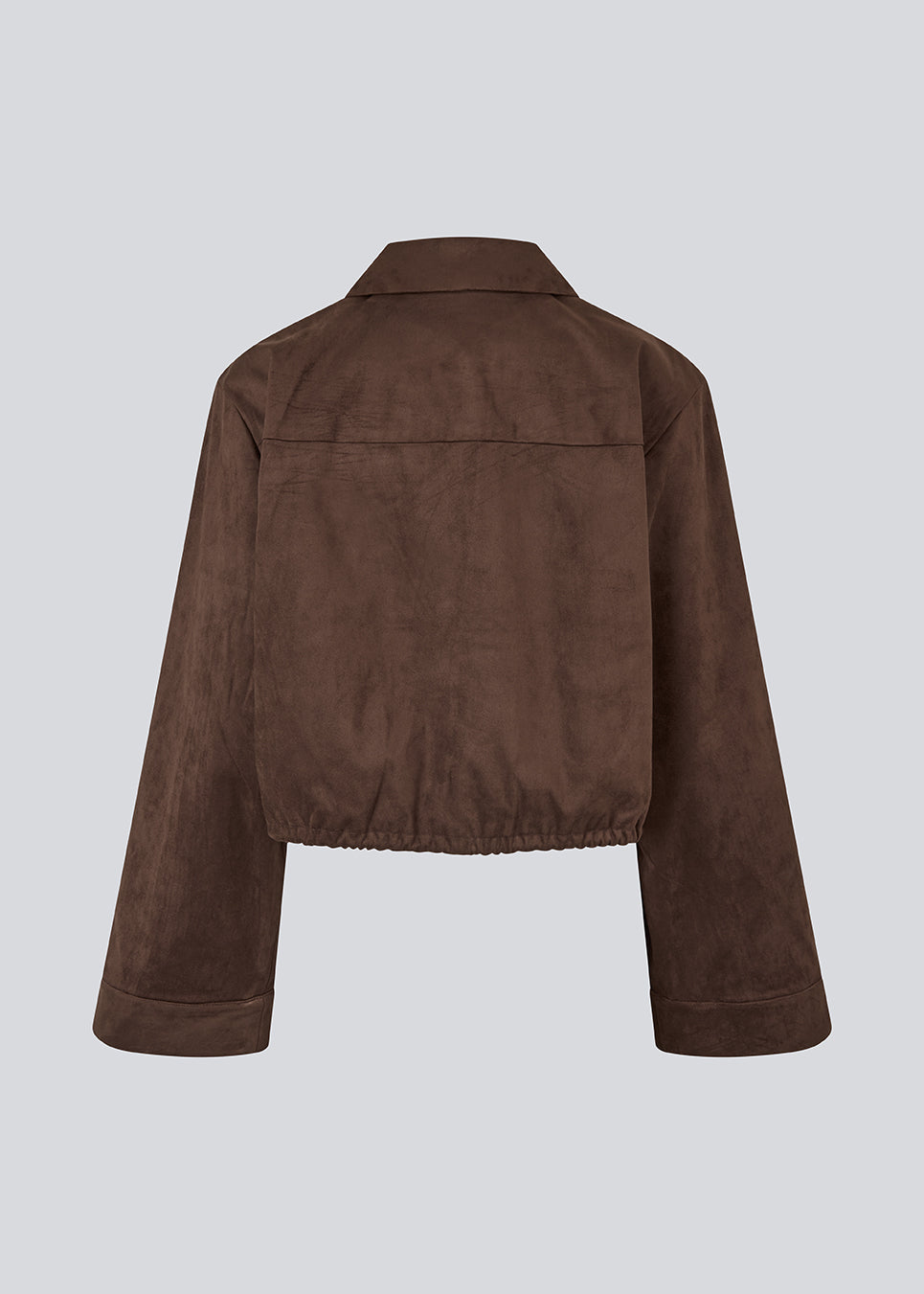 Short brown jacket in a suede look. The UsherMD Jacket features wide sleeves, a zip closure, a collar, and side pockets. The adjustable drawstring hem provides a flexible fit and a cool, feminine look. The model is 175 cm and wears a size S/36.

Material:
5% Elastane
95% Polyester

Lining:
35% Polyester
65% Rayon