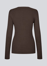 Timeless rib-knit cardigan in brown with a round neckline and front button closure. The UvisMD Cardigan features a fitted silhouette and a soft quality that gives it a feminine and elegant look. Perfect for everyday wear and layering through the seasons. The model is 175 cm and wears a size S/36.

Material:
100% Organic Cotton