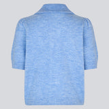Short-sleeved light blue cardigan with a collar. The UzziMD Cardigan features a contrasting button closure and delicate ribbed trims, creating an elegant and sophisticated look. Can be worn both open and closed. The model is 175 cm and wears a size S/36.


Material:
76% Acrylic
24% Polyester
