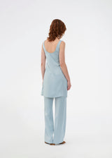 Mini dress in blue in lustrous satin. The ValdoMD dress features a round neckline, thin straps, a discreet zipper, and a gently A-line silhouette that drapes beautifully over the body. The smooth satin surface gives an elegant look, perfect for both everyday wear and festive occasions.