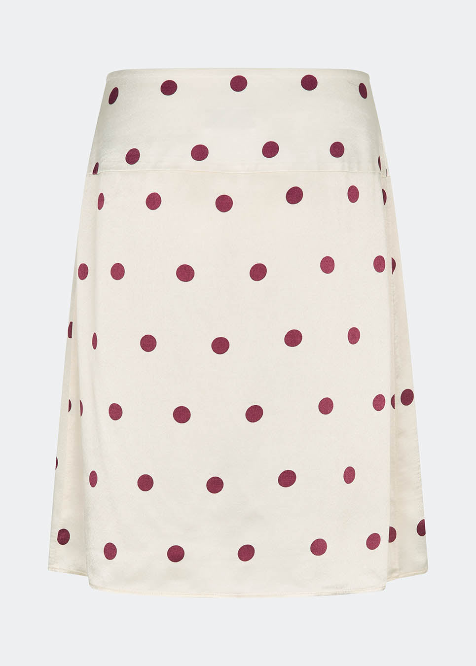 Feminine midi skirt with polka dots. The VanjaMD print skirt accentuates the waist, while the loose drape creates an elegant and relaxed look. Perfect for both everyday wear and festive occasions.
