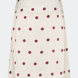 Feminine midi skirt with polka dots. The VanjaMD print skirt accentuates the waist, while the loose drape creates an elegant and relaxed look. Perfect for both everyday wear and festive occasions.