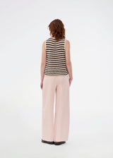 Knitted sleeveless top in beige and navy with an openwork pattern and stripes, perfect for layering. The VesterMD top is made from 100% organic cotton and features a classic round neckline.