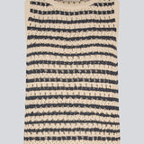 Knitted sleeveless top in beige and navy with an openwork pattern and stripes, perfect for layering. The VesterMD top is made from 100% organic cotton and features a classic round neckline.