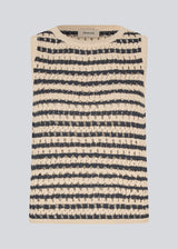 Knitted sleeveless top in beige and navy with an openwork pattern and stripes, perfect for layering. The VesterMD top is made from 100% organic cotton and features a classic round neckline.