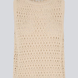 Knitted sleeveless top in beige with an openwork pattern, perfect for layering. The VesterMD top is made from 100% organic cotton and features a classic round neckline.&nbsp;
