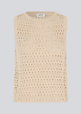 Knitted sleeveless top in beige with an openwork pattern, perfect for layering. The VesterMD top is made from 100% organic cotton and features a classic round neckline.&nbsp;
