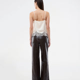 Delicate satin top in white/cream with lace details. Vuemd top has adjustable straps and refined lace details at the hem. Perfect worn alone or styled as part of a layered look.