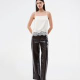 Delicate satin top in white/cream with lace details. Vuemd top has adjustable straps and refined lace details at the hem. Perfect worn alone or styled as part of a layered look.