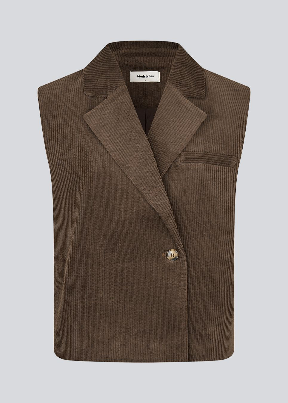 Sleek vest in soft corduroy. The Roycemd vest features a modern asymmetric closure and a single chest pocket – a versatile layering piece that’s easy to style.