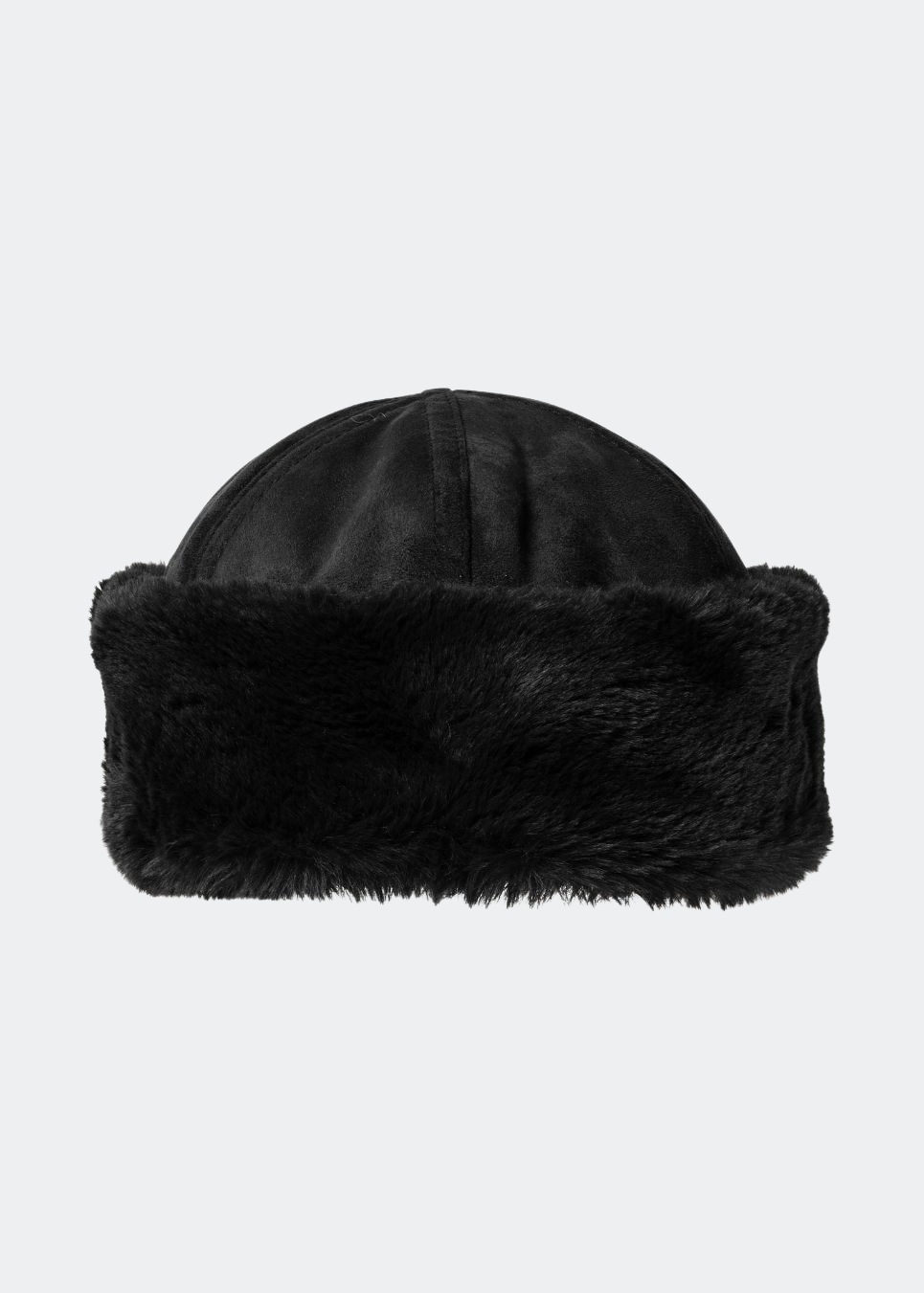 Hat in a soft faux suede material with faux fur details. Feddiemd hat has a wide and folded edge.