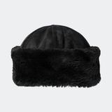 Hat in a soft faux suede material with faux fur details. Feddiemd hat has a wide and folded edge.