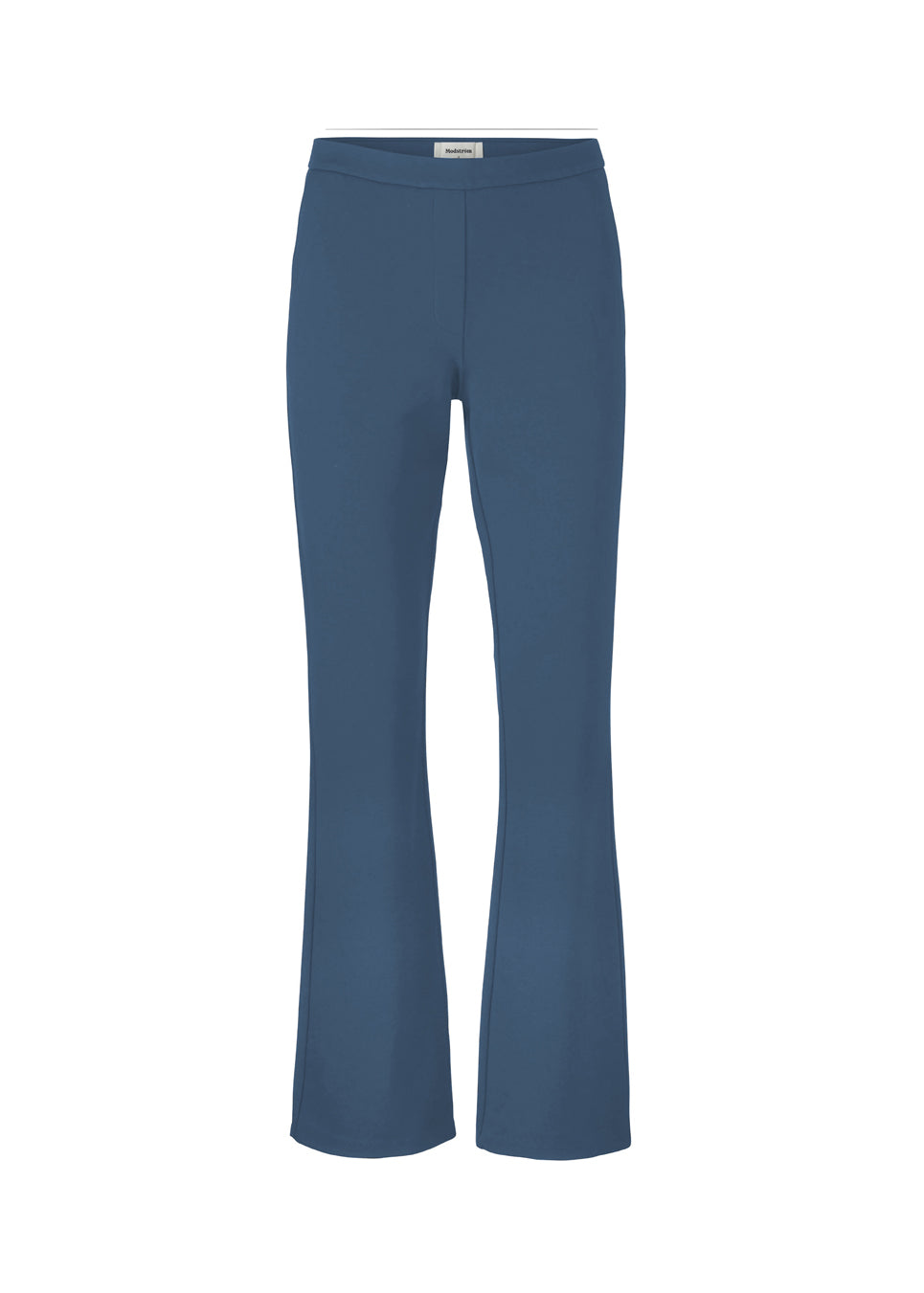 Nice pants in dark blue with flared legs and front pockets. The stretchy material and elastic waist creates the perfect fit.  Material: