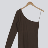 Modström Preloved IgorMD one shoulder LS top - Espresso