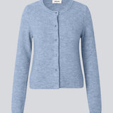 Light blue fitted cardigan in soft knit. The TreeMD cardigan features a round neckline and delicate buttons in a matching color, highlighting its simple and feminine expression.