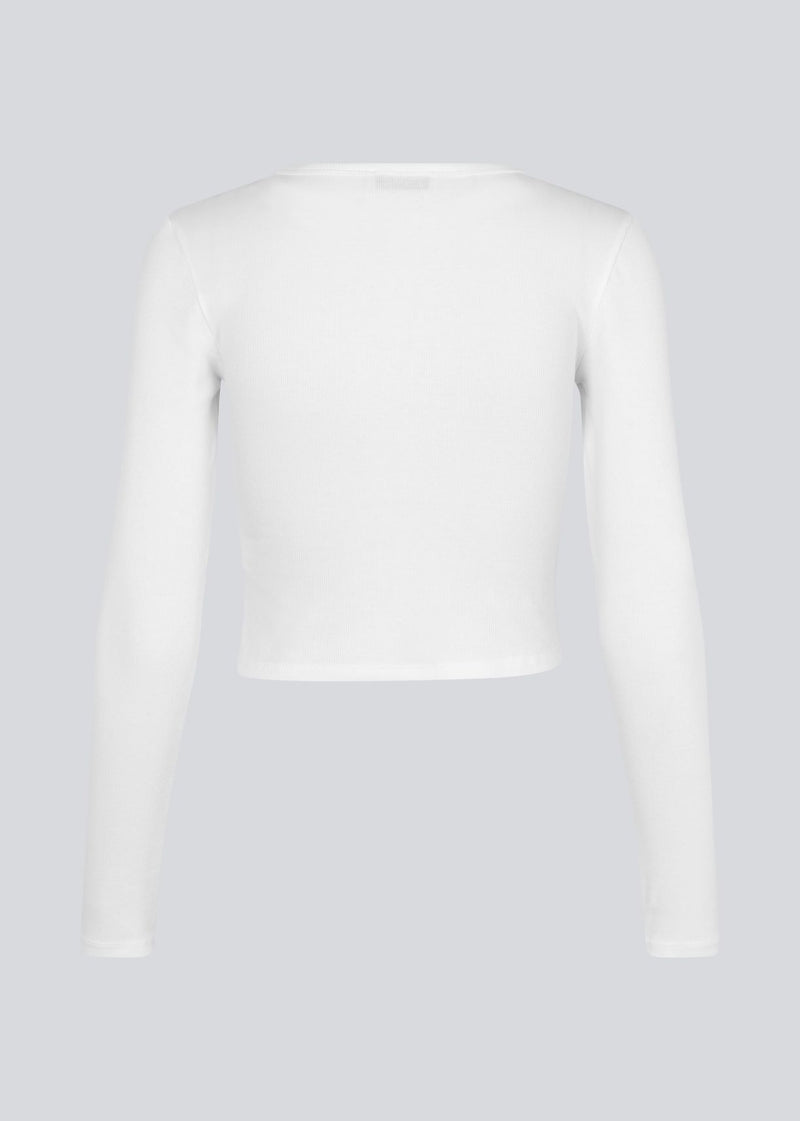 Soft basic crop top in white in soft cotton rib with stretch. IgorMD LS crop top has a tight, cropped fit with long sleev