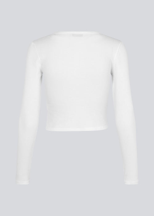 Soft basic crop top in white in soft cotton rib with stretch. IgorMD LS crop top has a tight, cropped fit with long sleev