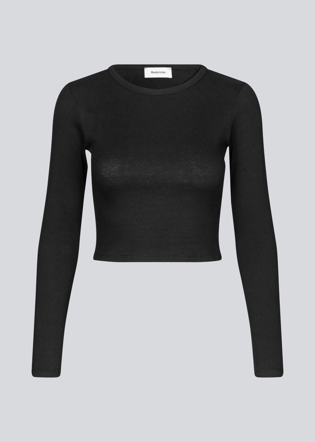 Soft basic crop top in black in soft cotton rib with stretch. IgorMD LS crop top has a tight, cropped fit with long sleeves.