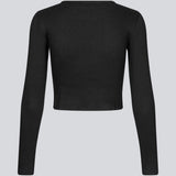 Soft basic crop top in black in soft cotton rib with stretch. IgorMD LS crop top has a tight, cropped fit with long sleeves.