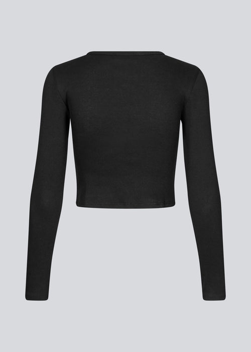 Soft basic crop top in black in soft cotton rib with stretch. IgorMD LS crop top has a tight, cropped fit with long sleeves.