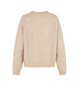 Fine-knitted jumper in beige with wool and llama wool. AdrianMD o-neck has a round neck and long sleeves with ribbed trimmings. Dropped shoulders and a casual fit.