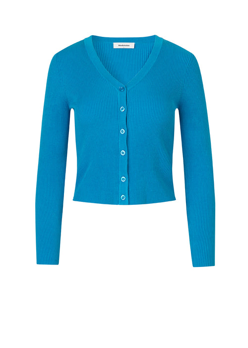 Cardigan in blue in a slightly cropped and figure-hugging fit. AinsleyMD cardigan is made from an EcoVero viscose quality. Style with the matching skirt.