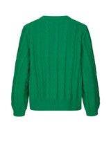 Cable-knitted jumper in green in a soft wool and cotton mix. AliceMD o-neck is designed with a round neck and long sleeves with rib-knit along the neckline, cuffs and hem. The fit is casual.