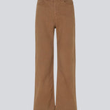 Jeans in brown in a dyed organic cotton denim. AmeliaMD jeans have a high waist, five pockets and straight, wide legs. Zip fly and button.