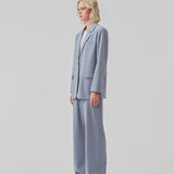 Oversized blazer in the color Dusk with a drapy fit. AnkerMD blazer has collar and notch lapels with a single button closure. Flap welt front pockets. Slits on cuffs and single back vent. Lined.  Shop matching pants: AnkerMD slit pants, or AnkerMD pants