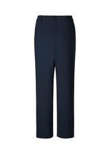 Pants in navy blue in a relaxed fit. AnkerMD wide pants have a regular waist with pleats in front and wide, long legs. Decorative back pockets and side pockets.  Match with: AnkerM
