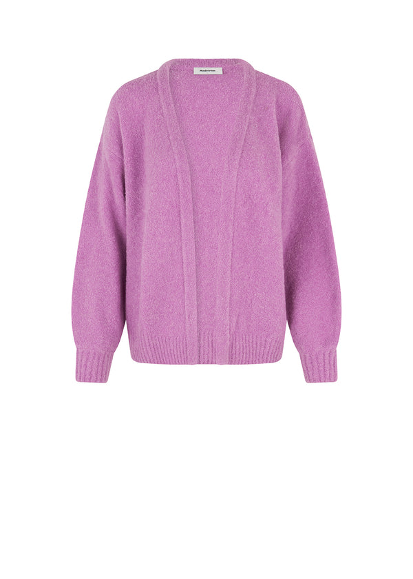 Knit cardigan in purple with casual look in a soft wool quality with dropped shoulders and long, wide sleeves with a slim, rib-knitted cuff. AntMD cardigan has no buttons.