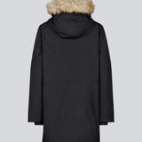 Technical jacket with natural down filling. The BaseMD jacket has adjustable hood with fauw fur piping and big pocket in front and piped pockets by the chest. The style has long sleeves with ribbed cuffs. 