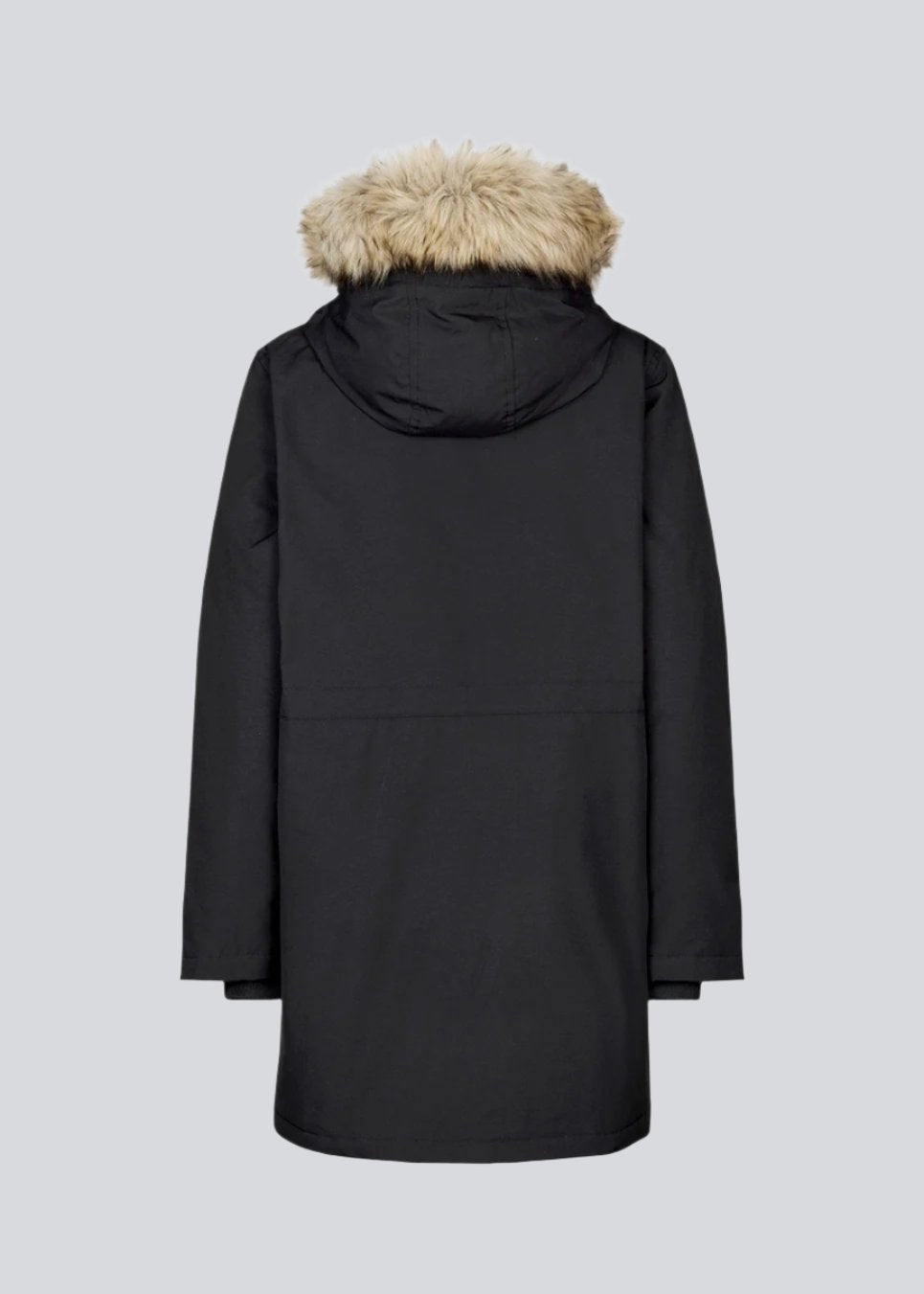 Technical jacket with natural down filling. The BaseMD jacket has adjustable hood with fauw fur piping and big pocket in front and piped pockets by the chest. The style has long sleeves with ribbed cuffs. 