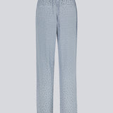 Wide legged pants the color Dusk in a patterned satin. CarmelMD pants has a medium waist with zipfly, button closure, and elastic in the back for ekstra comfort.  Shop matching shirt in the same color: CarmelMD shirt