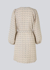 Short dress with print and long puff sleeves. ChrissyMD print dress is made with a v-neckline, closed by buttons in front, and tiebelt at the waist.