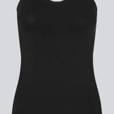 Fitted tube top in black in soft, rib-knitted cotton quality. DaeMD tube top has a sweetheart neckline with a silicone trim on the inside.
